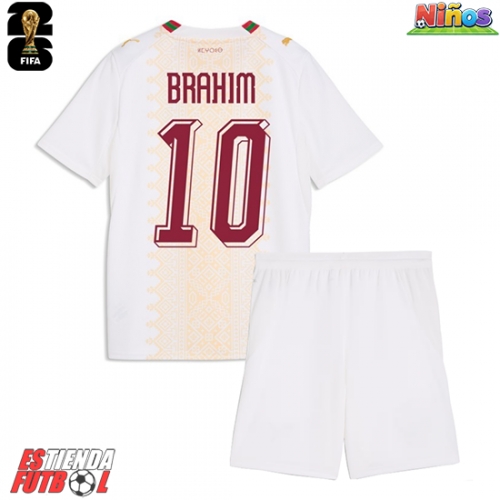 Marruecos Brahim Diaz #10 Segunda Equipación Niños Mundial 2026 Manga Corta (+ Pantalones cortos)